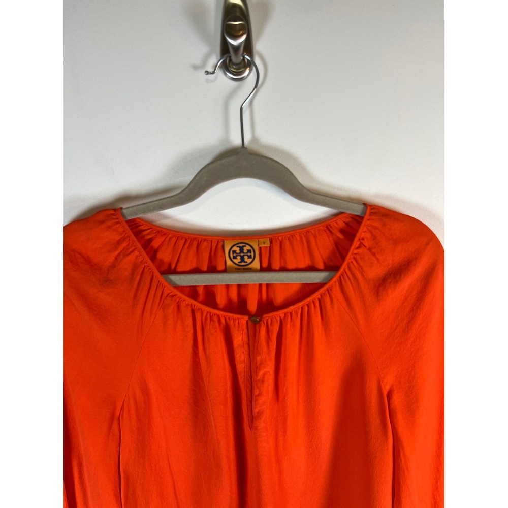 Tory Burch Orange 100% Silk Long Sleeve Blouse Top Style 11111168 Womens Size 2 - Picture 4 of 12